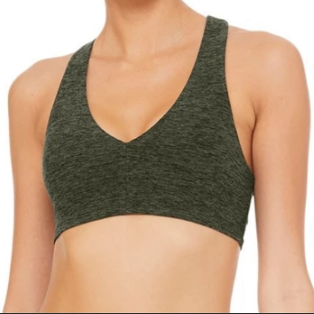 Alo Yoga Alosoft Base Bra Hunter Heather Green